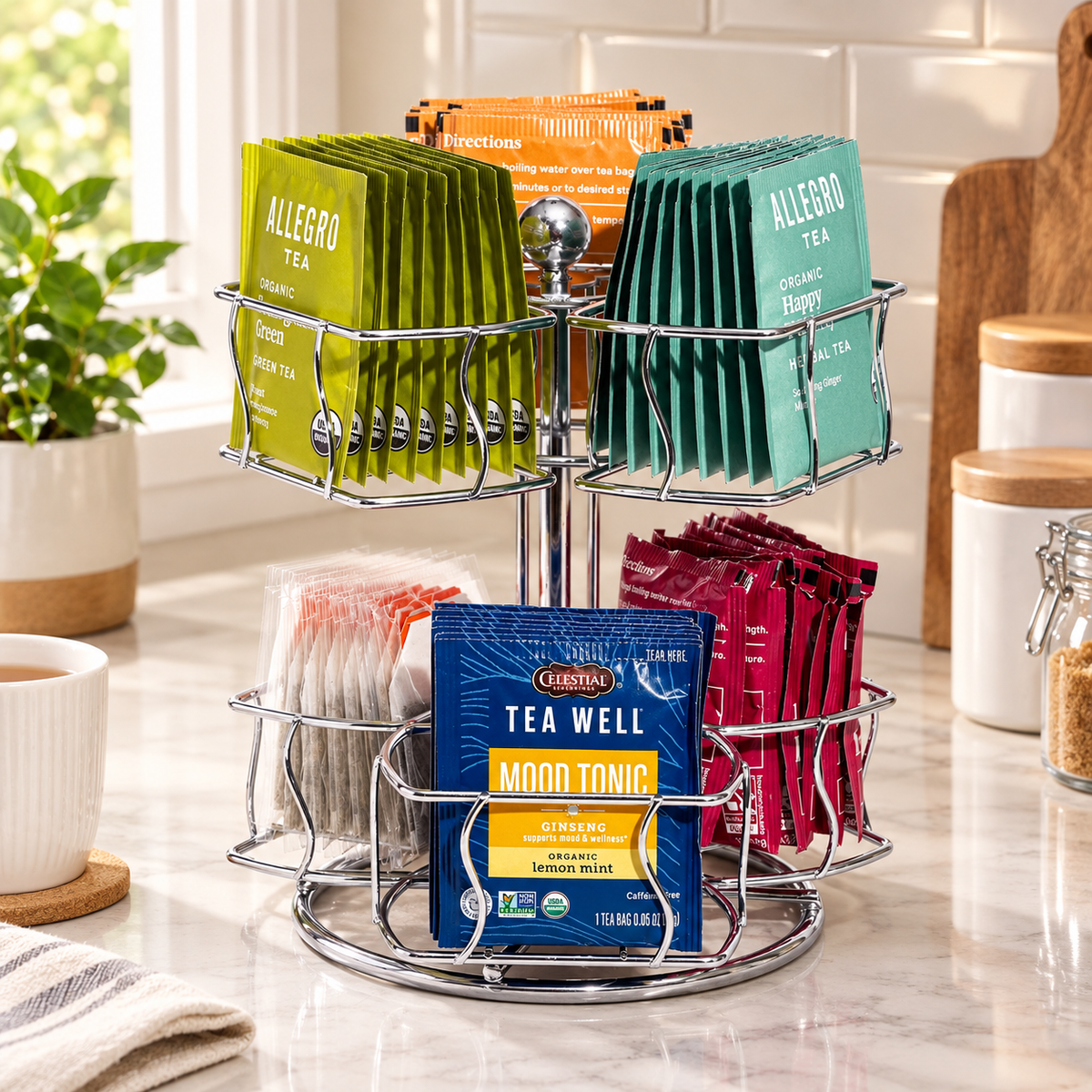 2-Tier Spinning Tea Bag Organizer