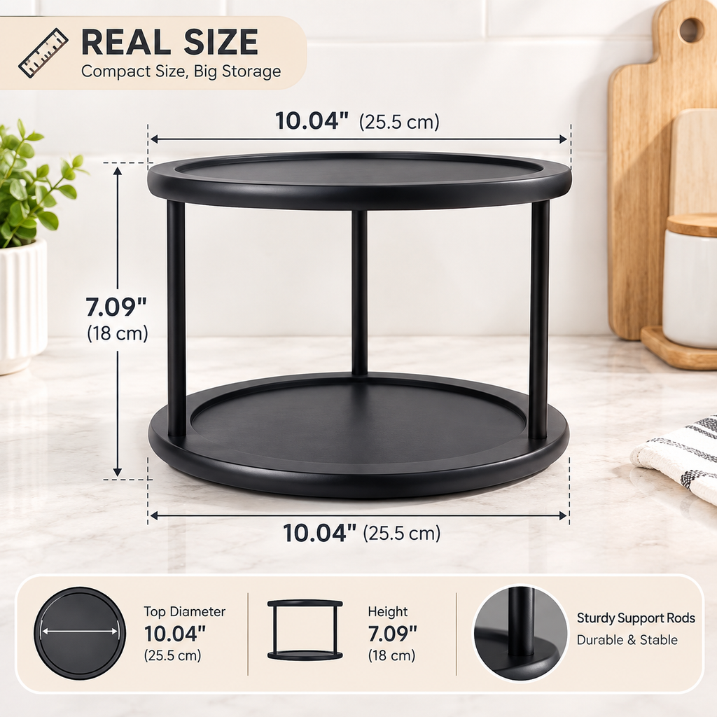 2-Tier Bamboo Turntable Organizer