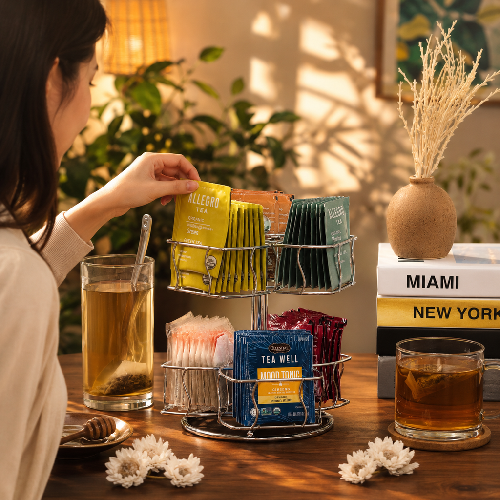 2-Tier Spinning Tea Bag Organizer
