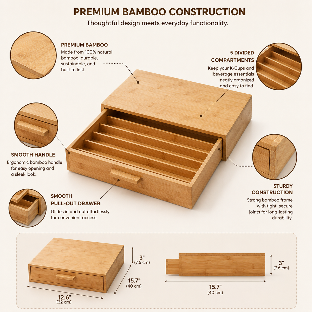 25-Pod Bamboo Beverage Organizer